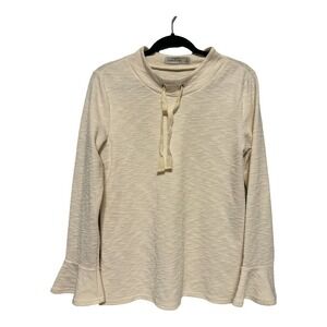 Summer & Sage Cream Bell Sleeve Pullover Sweatshirt Small Cowl Neck Cozy Lounge